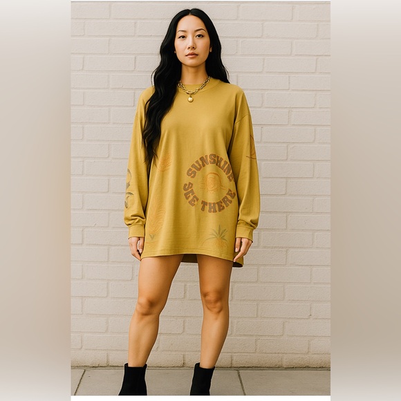 Free People Dresses & Skirts - Free People Graphic Long Sleeve Shirt tshirt dress NWT